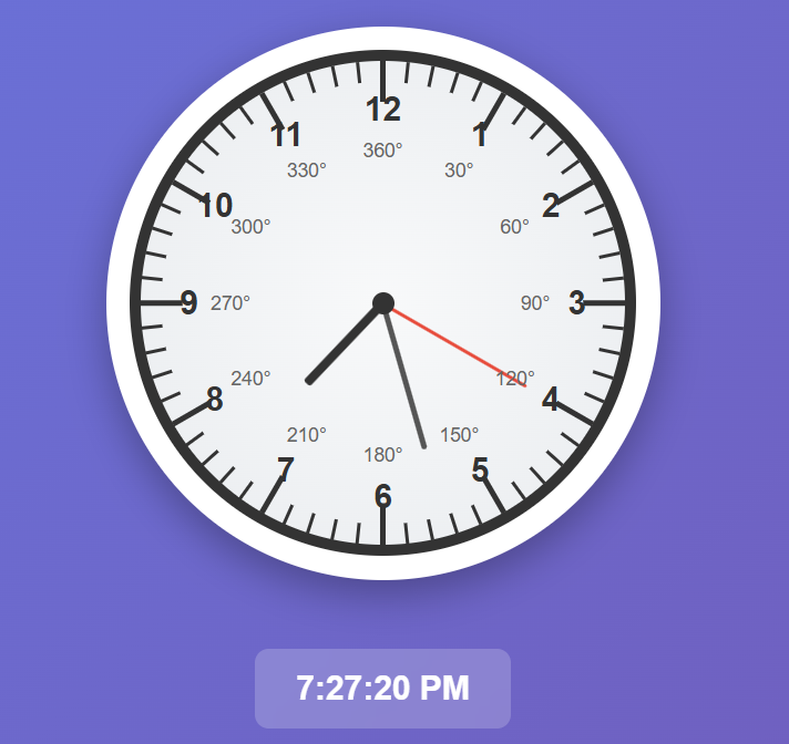 Preview of analog clock with degree markings