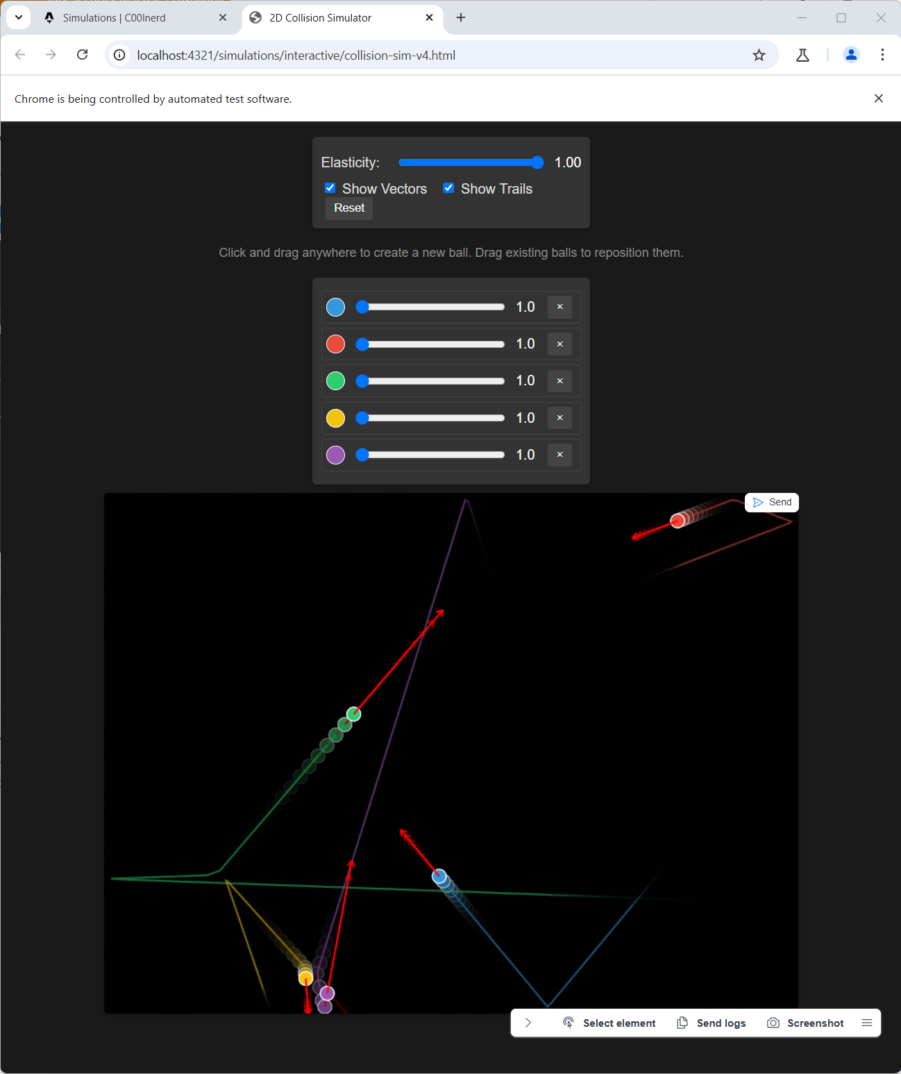 Preview of collision simulation