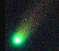 Astrophotography of Comet C/2025 A6 Lemmon showing nucleus, coma, and tail structure