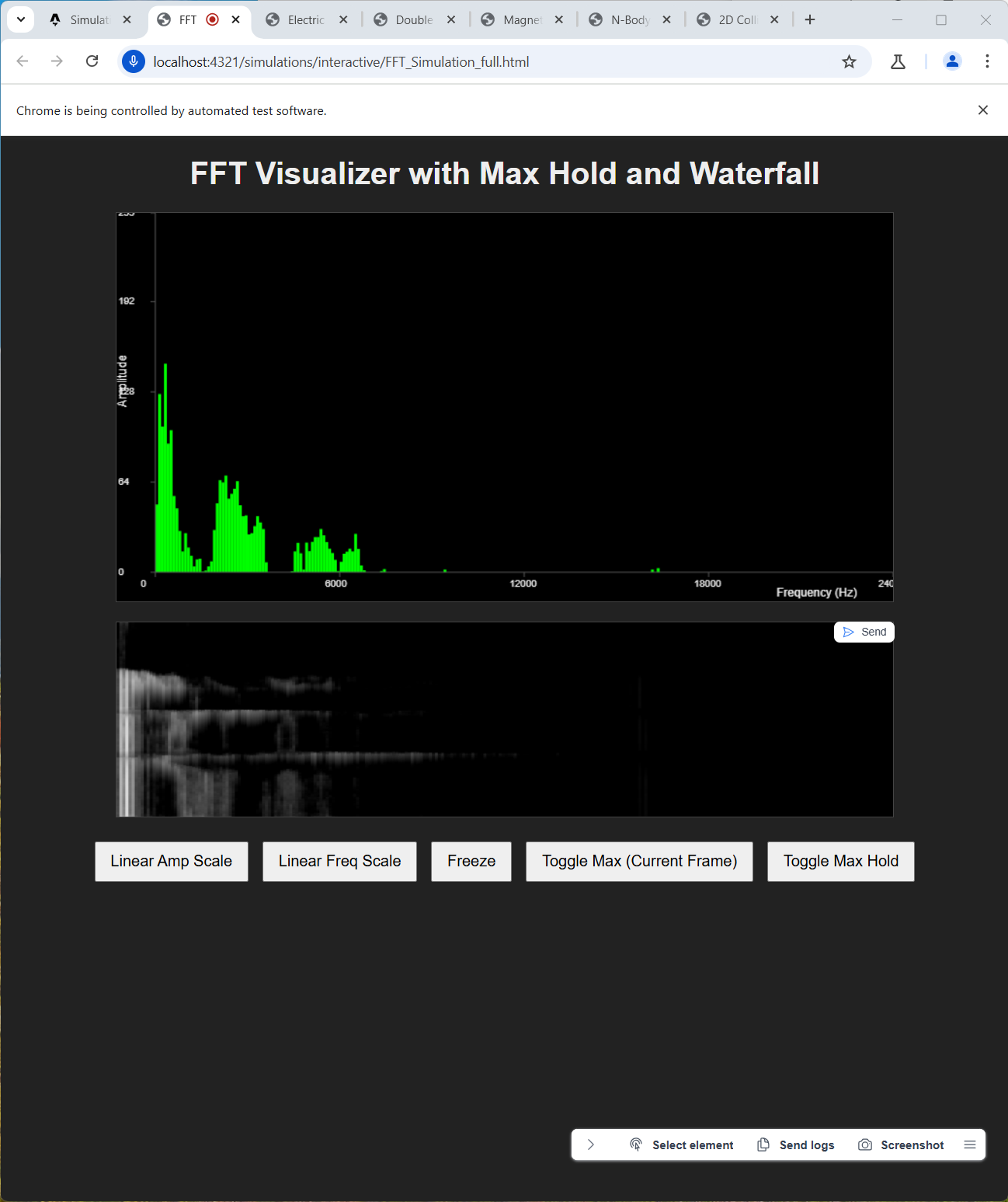 Preview of FFT signal processing simulation