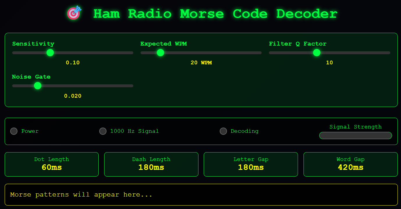 Preview of Ham Radio Morse Code Decoder with signal analysis and real-time decoding