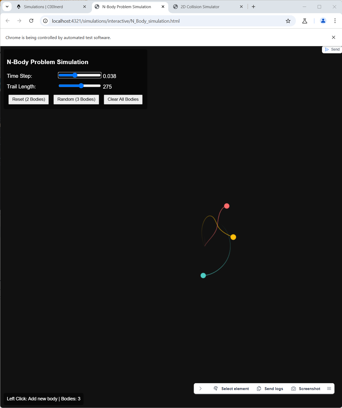 Preview of N-Body gravitational simulation
